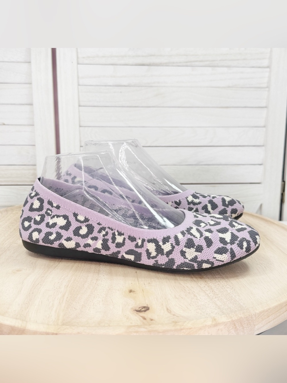 Steven Steve Madden Leopard Print Knit Ballet Flats Lilac Purple Size 8